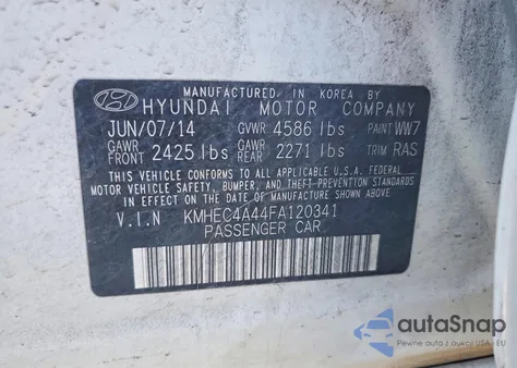 2015 Hyundai Sonata Hybrid Limited from USA, damaged, VIN KMHEC4A44FA120341